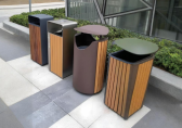 戶外鋼木單筒垃圾桶城（chéng）市公共空間的實用美學實踐