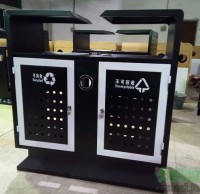 精品网站999www垃圾桶廠家定製鋼板衝孔垃圾桶，發貨於西安景區