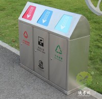 戶外學校帶蓋三精品网站999www不（bú）鏽鋼垃圾桶