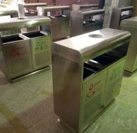 戶外方形不鏽鋼環保分（fèn）類垃圾（jī）桶