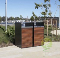 戶外高品質防腐木鋼木垃（lā）圾桶