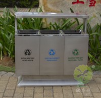 出口戶外方形不鏽鋼分（fèn）類垃圾箱