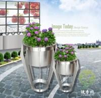 商場不鏽鋼本色花盆組合