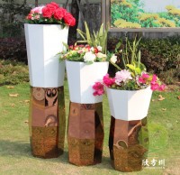 菱形噴塑白（bái）色玫瑰（guī）金不鏽鋼（gāng）花盆組合