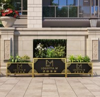 戶外電鍍鈦（tài）金長方形（xíng）不鏽鋼花箱