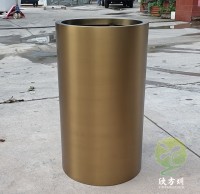 圓柱形電鍍土豪金不鏽鋼花盆組合