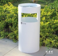 噴塑白色圓柱形不鏽鋼果皮箱