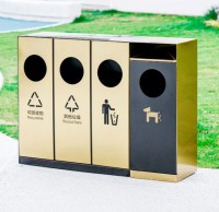 公園的環保先鋒電鍍不（bú）鏽鋼四（sì）分（fèn）類垃圾桶（tǒng）