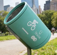 騎行道金（jīn）屬（shǔ）垃圾桶定製寫