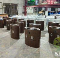 商業場所（suǒ）的清潔利器（qì）轉大理石紋兩連體垃（lā）圾桶