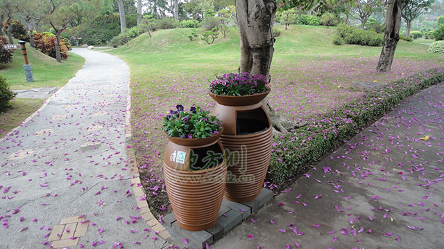 玻璃鋼花盆式垃圾桶