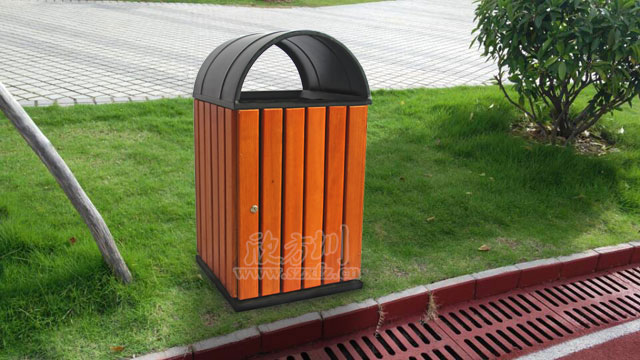 校園鋼木(mù)垃圾桶 校園(yuán)鋼木垃圾(jī)桶