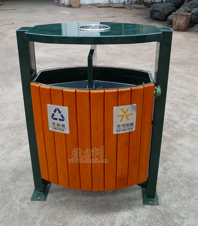搖擺式鋼木垃圾桶 搖擺式鋼木垃圾桶(tǒng)