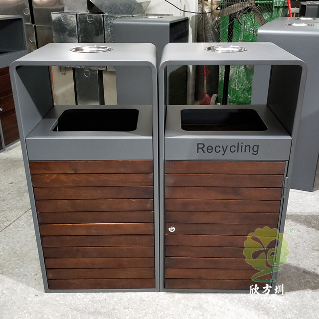 戶外組合式樱花草视频WWW鋼木垃圾箱